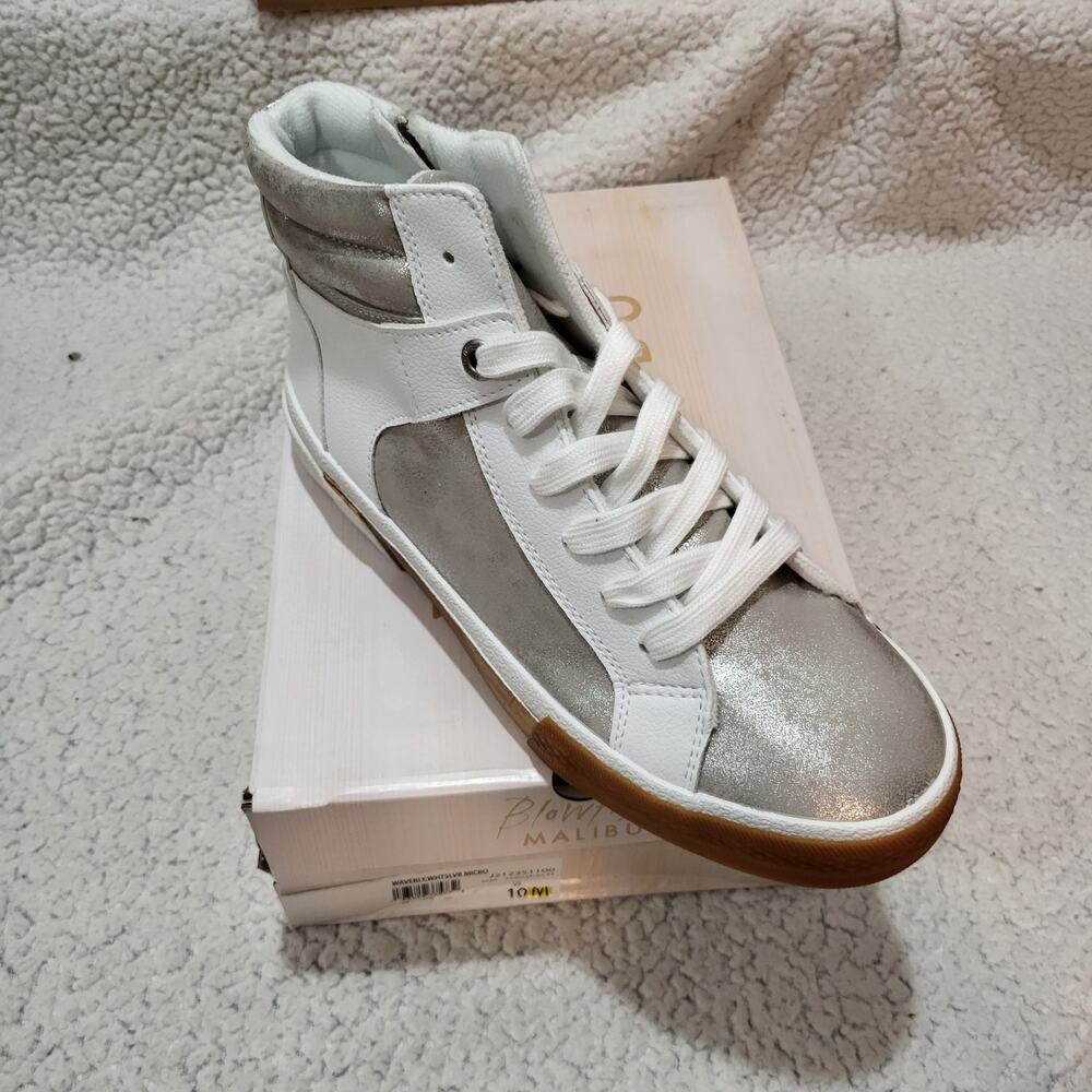 NEW Blowfish Malibu Waverly High Top Sneaker White/Silver Women's SIZE 10